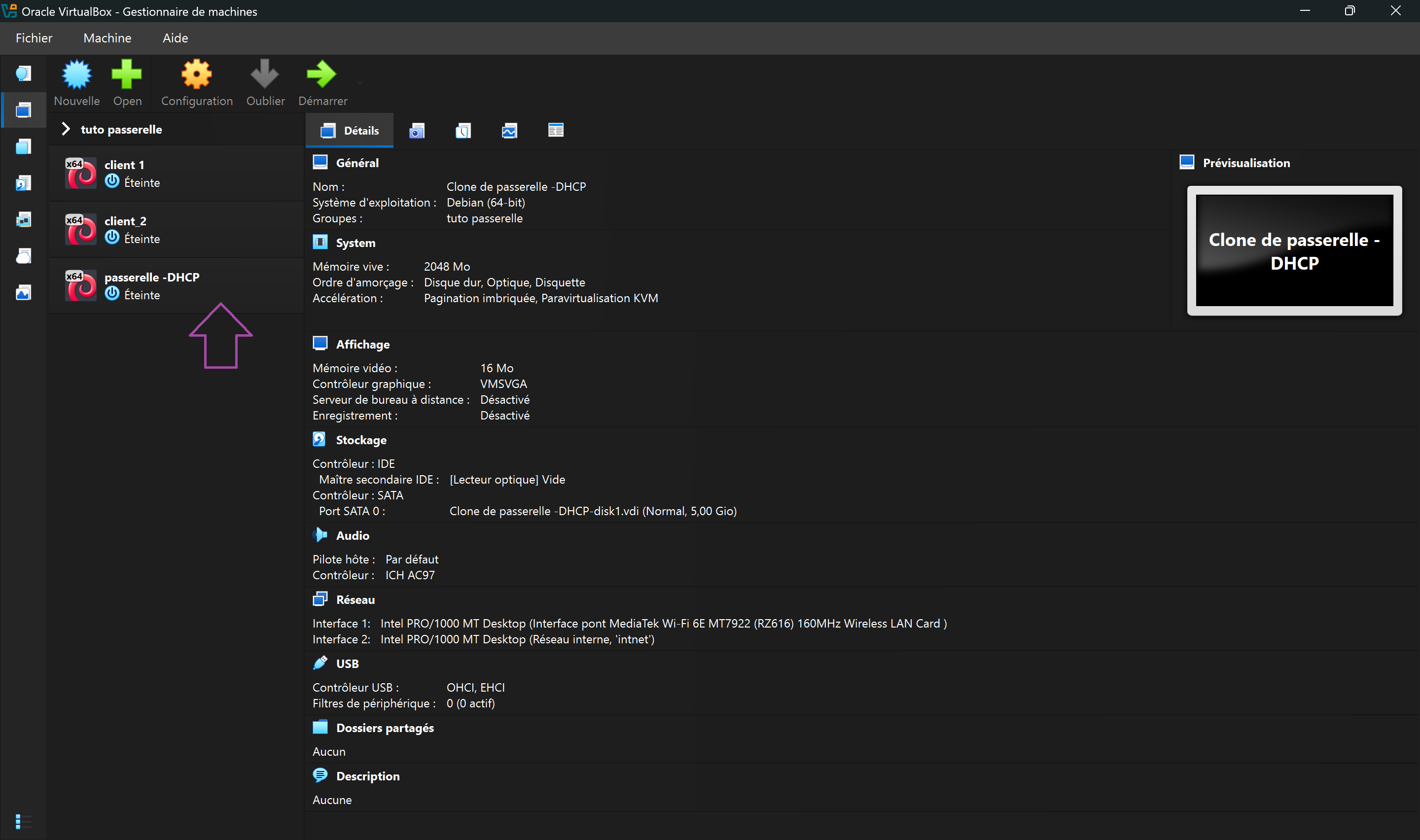 Cloner et configurer une seconde passerelle DHCP