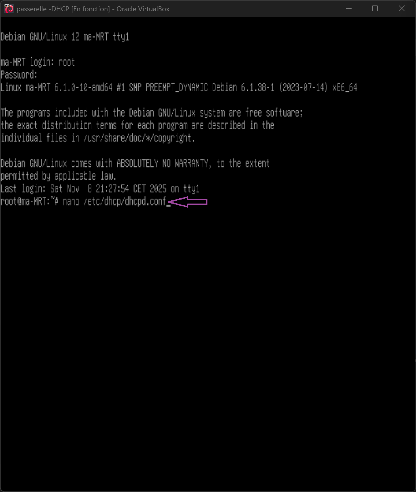 Éditer la configuration DHCP de l'originale