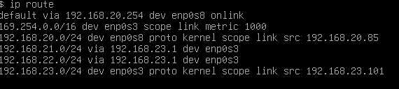 Table de routage de VM21