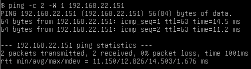 Ping vers le reseau 22 depuis VM21