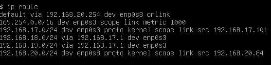 Table de routage sur VM20