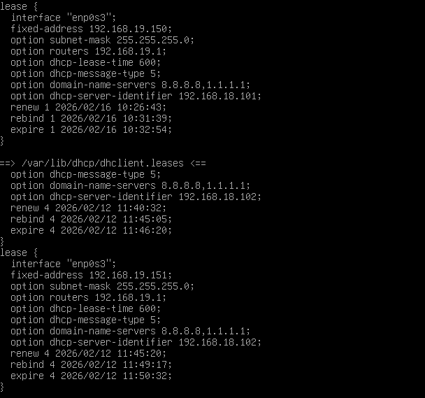 Preuve de failover DHCP sur VM19