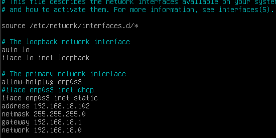Configuration IP statique du serveur DHCP