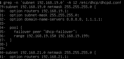 Definitions de sous-reseaux DHCP