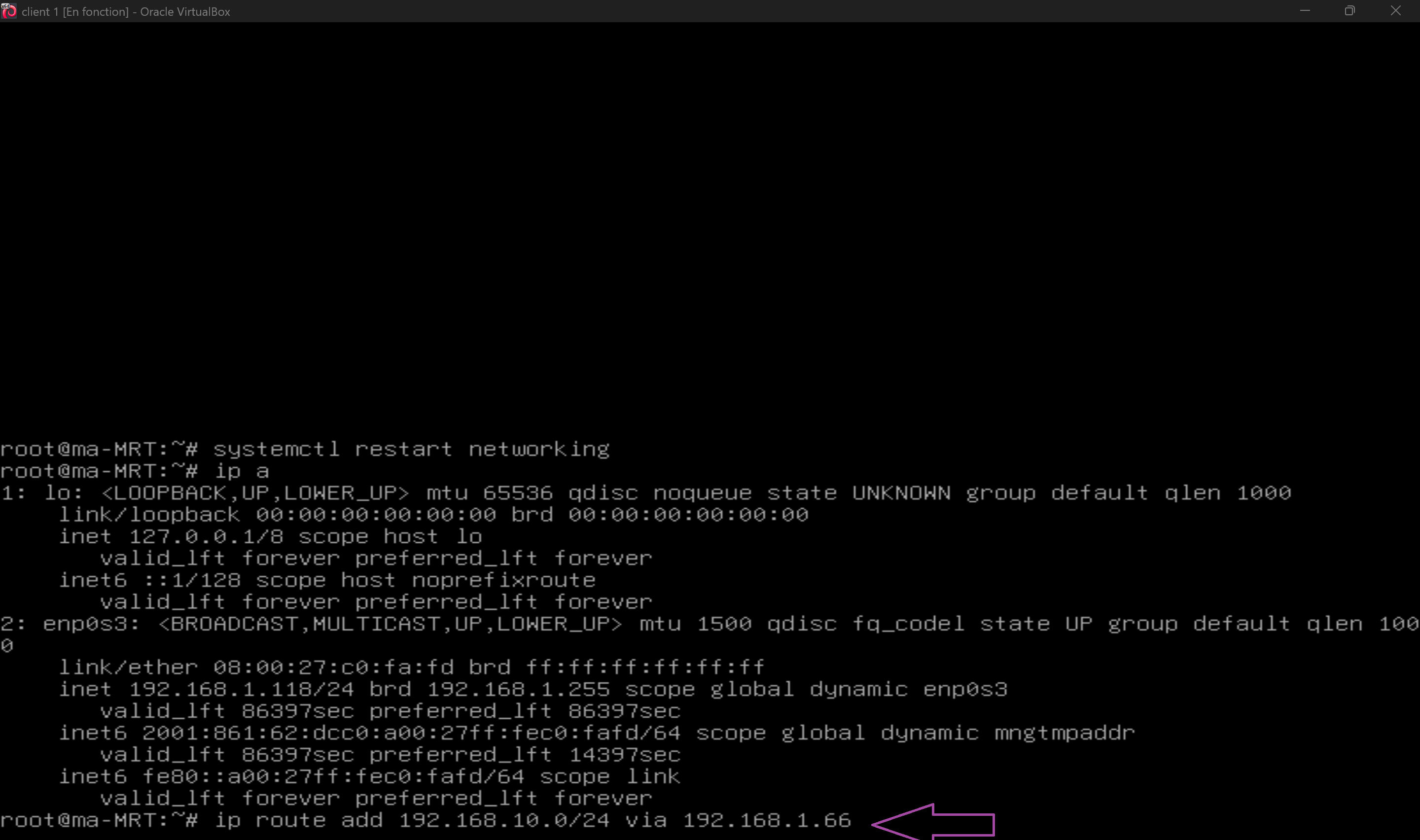 Configuration de Client 2 - Étape 1