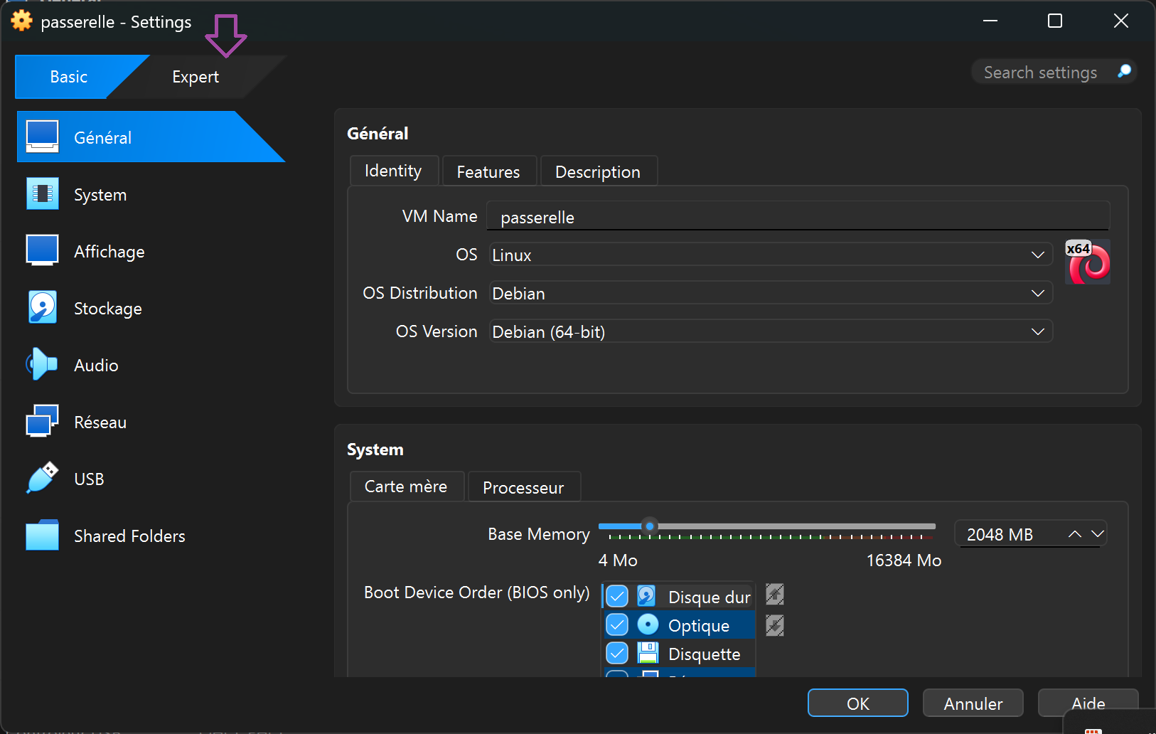 Activer le Mode Expert