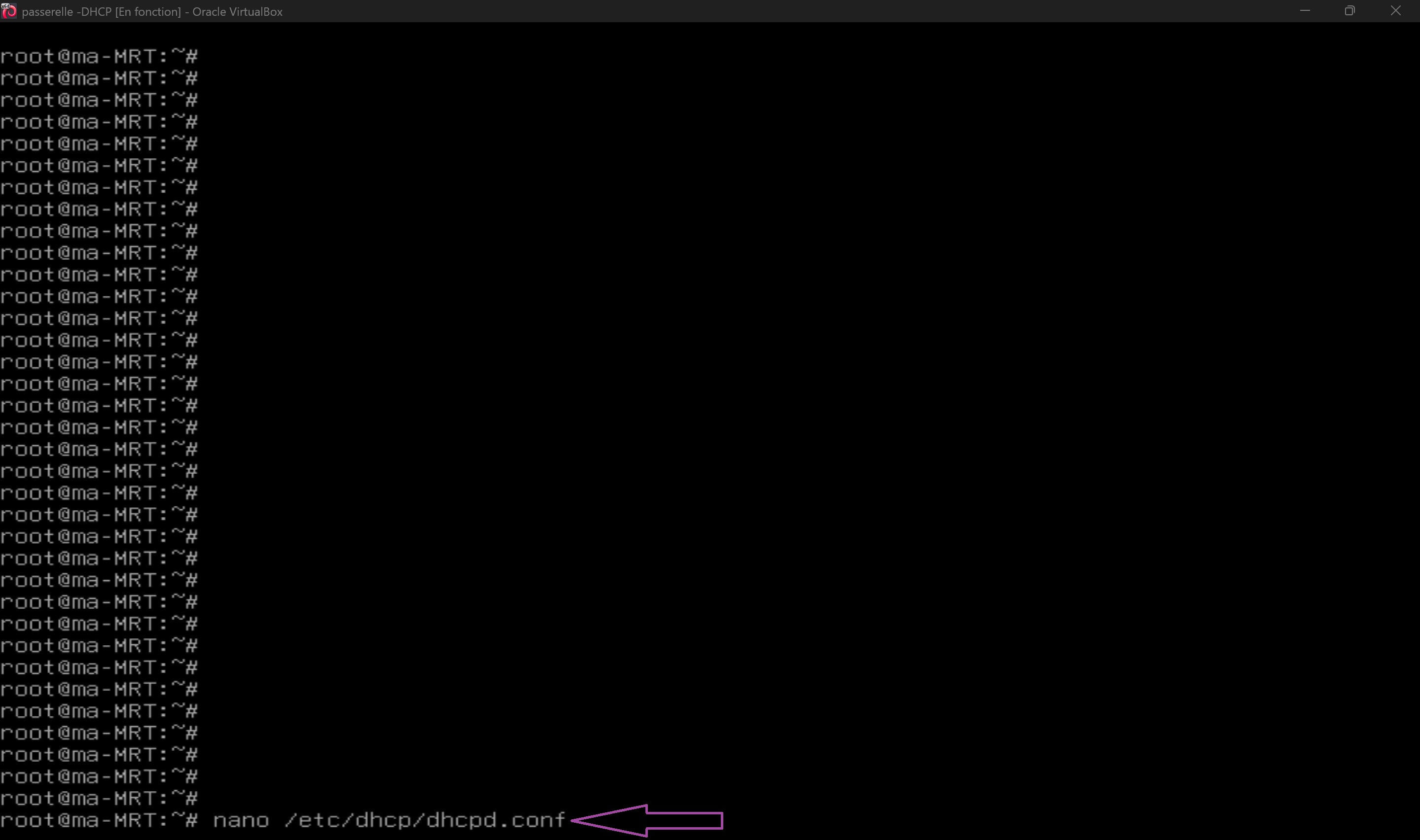 Ouverture du fichier de configuration DHCP
