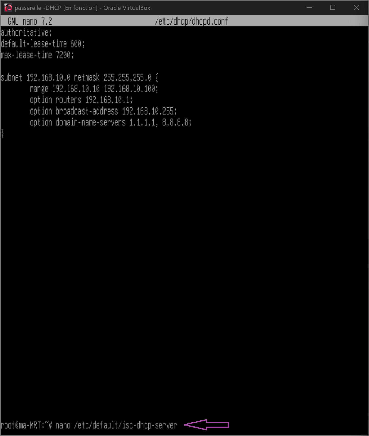 Configuration de l'interface réseau