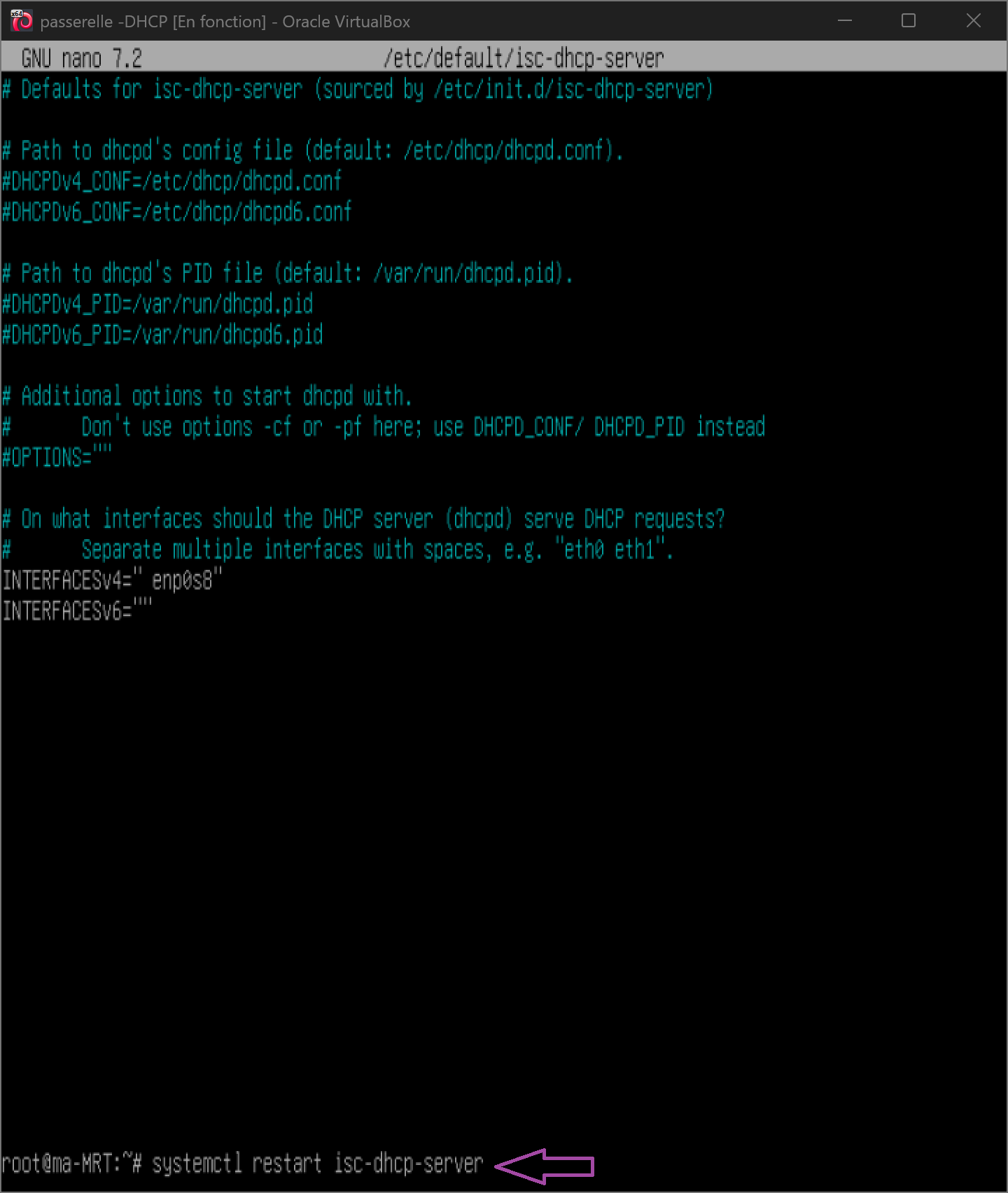 Redémarrage du service DHCP