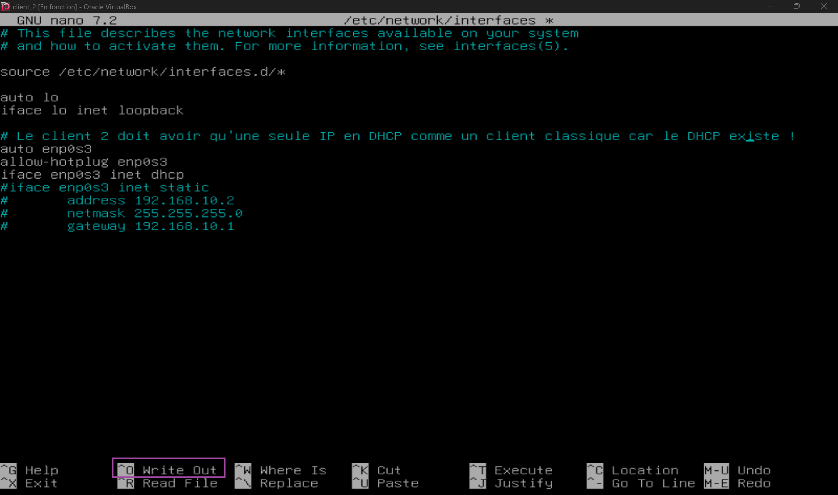 Sauvegarde des modifications