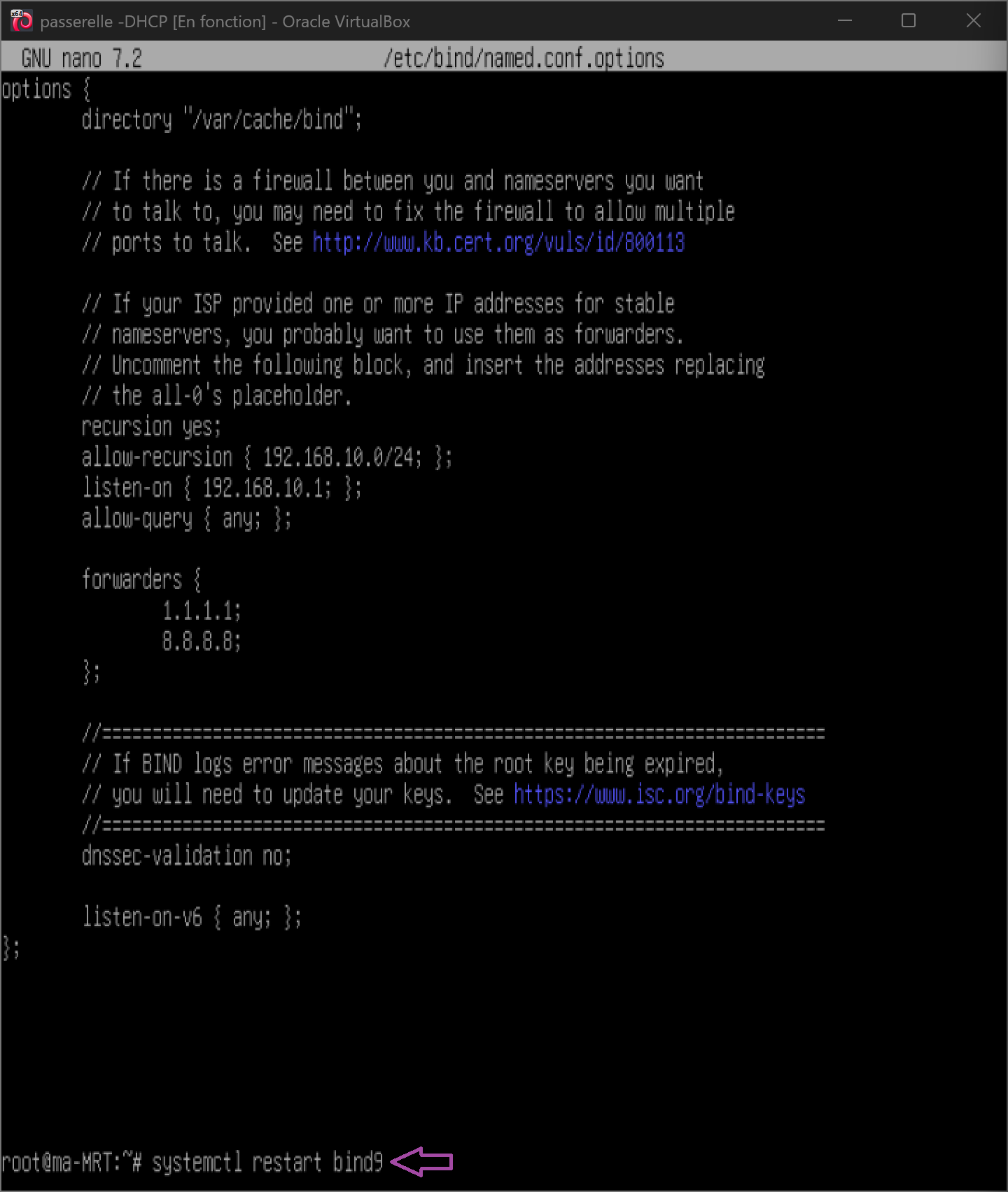 Redémarrage du service Bind9