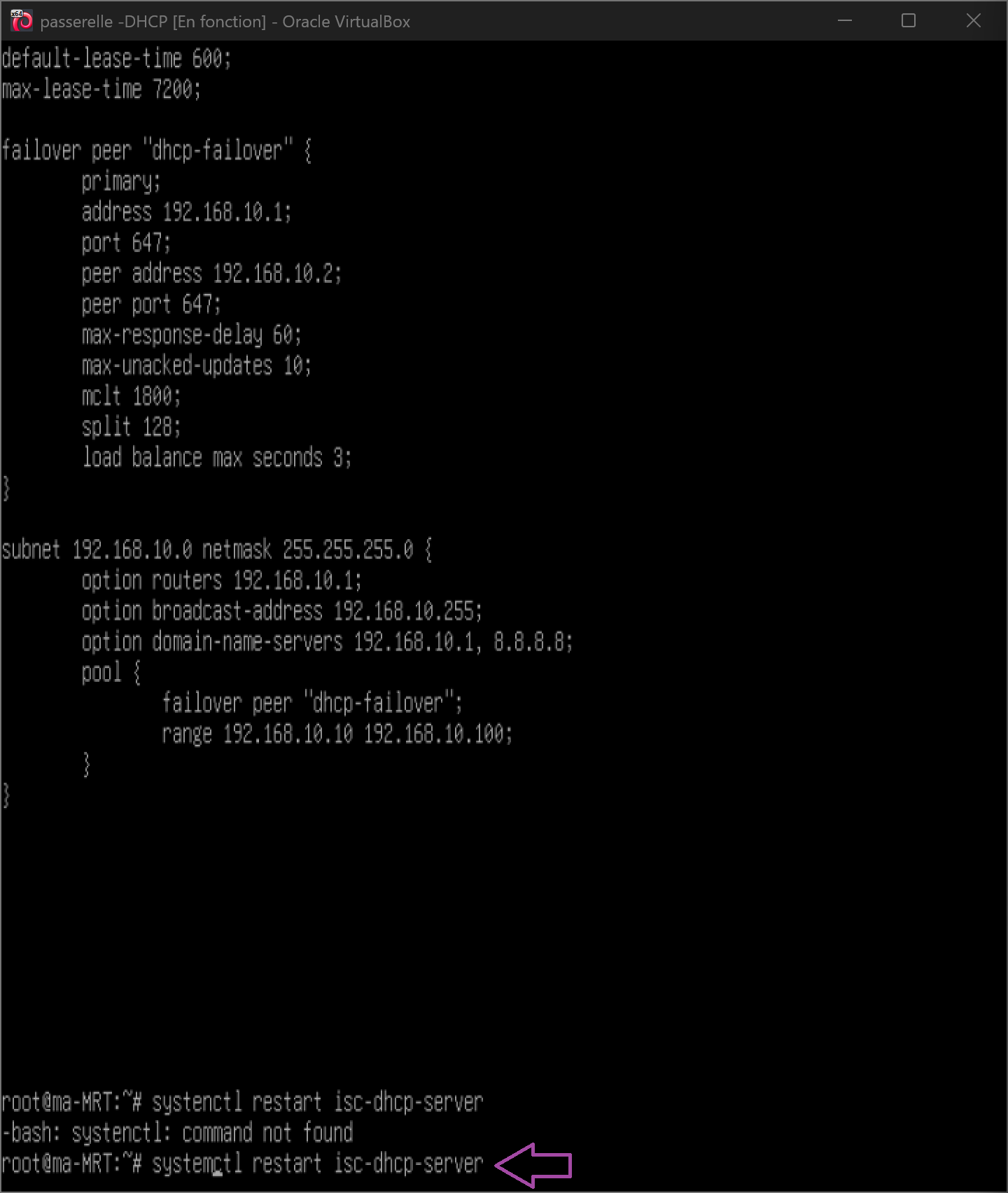 Redémarrage du service DHCP