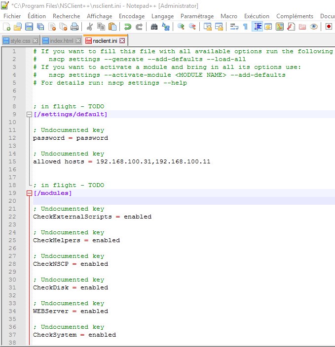 Configuration de NSClient++